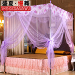 盛夏缦舞 三开门加粗加厚不锈钢支架落地宫廷学生方顶公主蚊帐