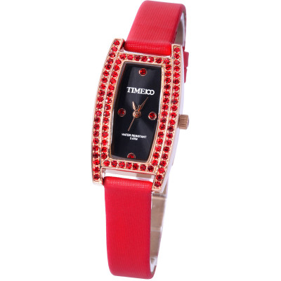 Time100 时光一百 镶钻宝石方形皮带女士手表女表石英表W50044L 3色可选