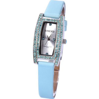 Time100 时光一百 镶钻宝石方形皮带女士手表女表石英表W50044L 3色可选