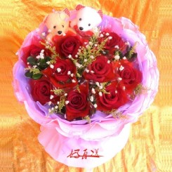 情人节送女神 11朵红玫瑰花束全国鲜花礼品速递 指定日期送达