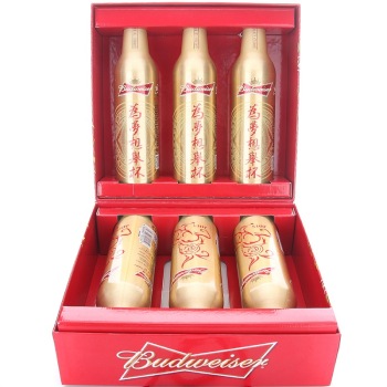 BUDWEISER百威 啤酒473ml 限量新年进口铝罐 6瓶装礼盒