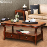 思图加特 式实木家具带抽屉茶几 田园茶几