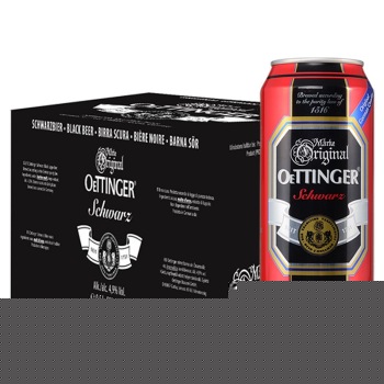 德国原装进口 OETTINGER奥丁格 黑啤啤酒 500ml*12听 礼盒装 + 赠送 西班牙原装进口 Damm达姆 Bock 波克黑啤酒 330ml*12听