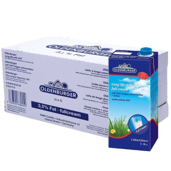 Oldenburger欧德堡 超高温处理全脂纯牛奶1L*12 德国进口牛奶