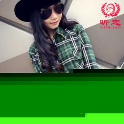 昕恋 2015新款春装纯棉格子衬衫 长袖韩版女装修身衬衣 13色可选