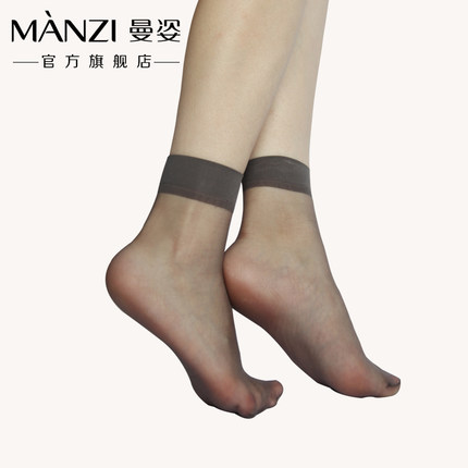 曼姿 10双超薄隐形脚尖透明女袜子 夏薄款纯色防勾丝短筒丝袜