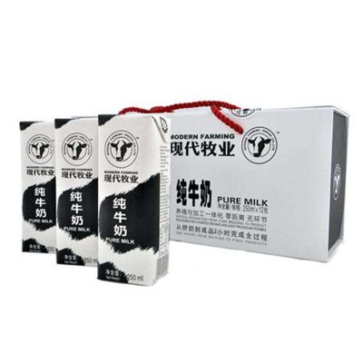现代牧业 纯牛奶250ml*12 礼盒装*2箱