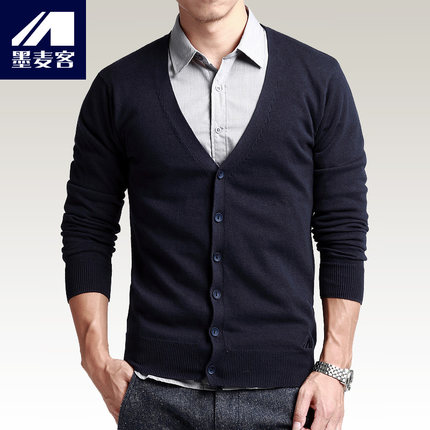 M-MAICCO墨麦客 2015春装新品男士针织开衫男装韩版修身毛衣薄外套