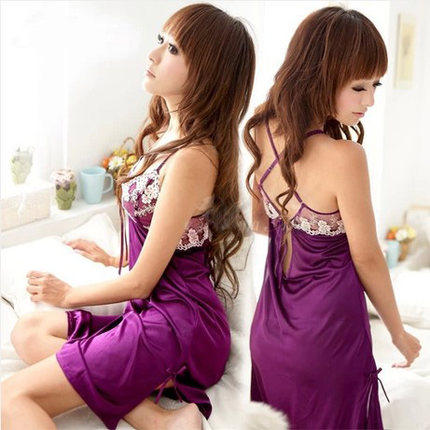 俏丽雅 性感睡衣夏季女士情趣可爱家居服 透明诱惑真丝冰丝吊带睡裙