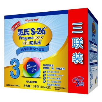 Wyeth惠氏 S-26金装幼儿乐幼儿配方奶粉 3段 1200克(400克*3)
