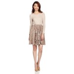 ochirly欧时力 女式 拼接碎花荷叶边长袖打底连衣裙 1115082200530