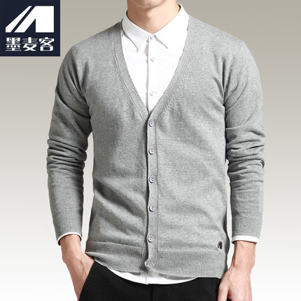 M-MAICCO墨麦客 2015春装新品男士针织开衫男装韩版修身毛衣薄外套