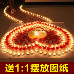 罗梦特 浪漫蜡烛玫瑰套餐 创意爱心求婚道具 心形表白生日小蜡烛 送1:1图纸