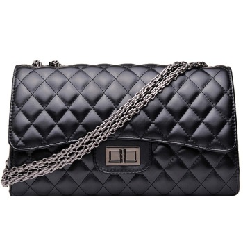 柒格格qigirl爆款菱格链条包(单盖)2101黑色