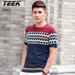 TEEK 2015春夏新潮拼接男装 工艺韩版短袖t恤
