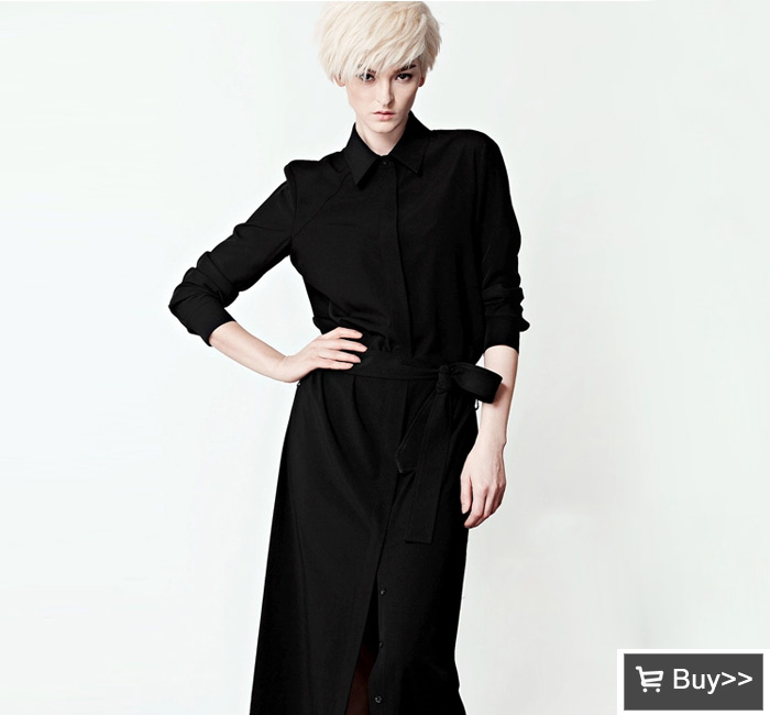 欧美简约衬衫式连衣裙