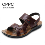 cppc 夏季潮流真皮凉鞋 休闲沙滩鞋 凉拖男鞋透气镂空拖鞋