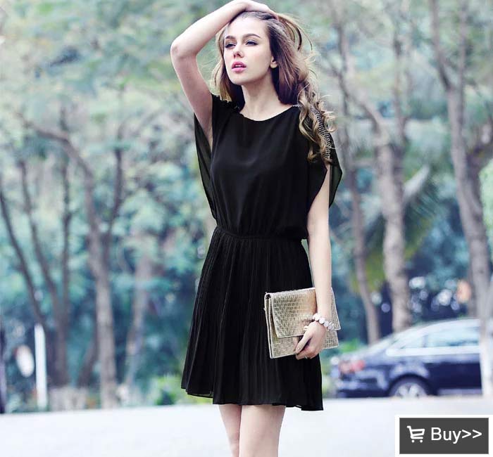 欧美钉珠气质雪纺连衣裙