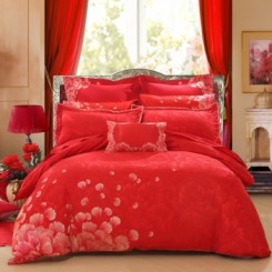 LOVO罗莱家纺 贡丝棉大提花加大六件套幸福飘香1.8米+普拉达 三开门不锈钢落地式蚊帐1.8米