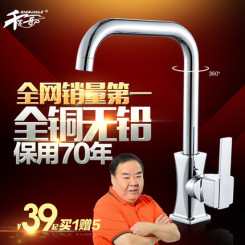 千家乐 厨房水槽水龙头 洗菜盆水池盆全铜阀体可旋转冷热龙头
