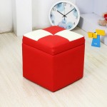 灵熙明 时尚换鞋凳皮凳矮凳收纳凳实木储物凳沙发脚踏现代墩子