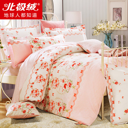北极绒 纯棉四件套 春夏全棉床品套件床单被套床上用品