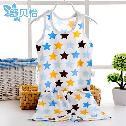 舒贝怡 纯棉婴幼儿男女背心短裤薄款夏装套装 3色可选