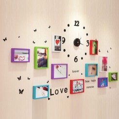 彩云边 欧式钟表照片墙 彩色挂钟相片墙 创意画框组合相框墙 4款可选