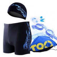振亚 男士泳裤 泳帽 泳镜 平角大码游泳裤 游泳装备套装 多款可选