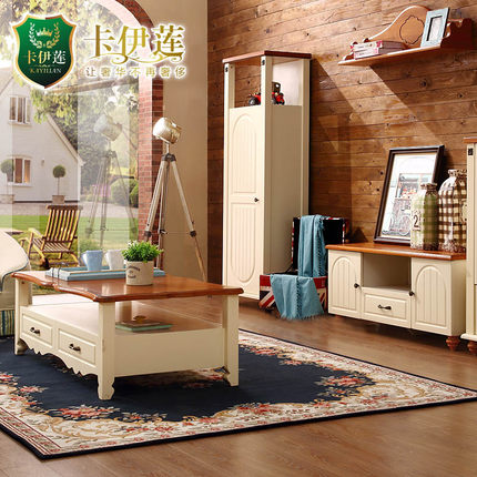 卡伊莲 美式乡村客厅成套家具 地中海实木茶几+电视柜套装LSN003 2款可选