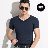 PROBOSCIS普罗波仕 2015夏季男士纯色短袖V领t恤 修身打底衫 10色可选