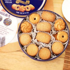 大润谷 丹麦风味曲奇饼干 进口料蓝色罐铁盒休闲零食 320g*2罐装