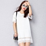 eevvcoco 2015夏季新款欧版女士纯色镂空连衣裙 2色可选