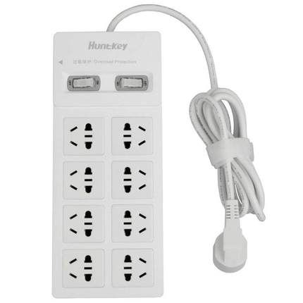 双开关+过载保护: Huntkey航嘉 8位1.8米新国标防过载排插SSH801