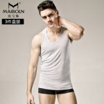 maiboln玫宝琳 纯棉男士修身背心运动打底衫吸汗透气 3件礼盒装