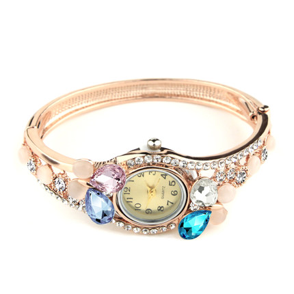 兰廷饰佳 时尚水晶钻石蝴蝶合金手镯首饰表 多色可选