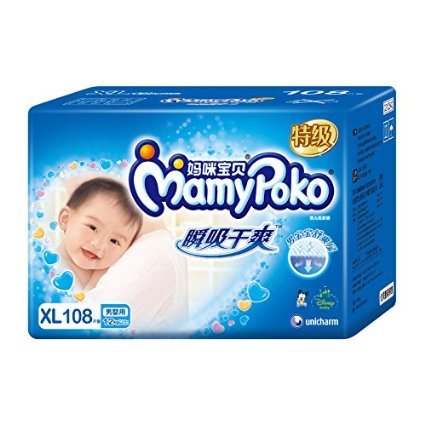 MamyPoko妈咪宝贝 瞬吸干爽 纸尿裤 男/女宝宝 XL108片(12kg以上适用)尿不湿