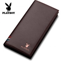 PLAYBOY花花公子 男士钱包长款真皮 青年拉链欧美日韩多卡位头层牛皮钱夹 多款可选