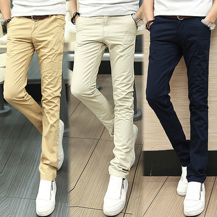 洛思菲斯 夏季薄款男装韩版休闲裤男士修身长裤小直筒卡其裤子