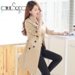 索耳 新款初秋装韩版修身显瘦经典潮中长款大衣双排扣外套女式风衣 多款可选