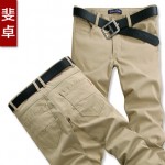 斐卓 秋季男装直筒修身男裤子棉休闲裤黑色弹力宽松长裤 6色可选