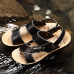 奥里卡 夏季男士真皮防滑凉拖鞋 韩版透气沙滩鞋 3色可选