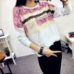 美嘉莉 2015韩版女装新品秋装上衣大码印花长袖T恤宽松打底衫 13款可选