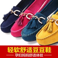 tonkoo唐卓 2015新款真皮流苏豆豆鞋女鞋浅口低帮平底鞋大码孕妇休闲单鞋
