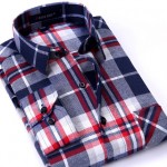 意宾 男士磨毛格子休闲长袖衬衫 22款可选
