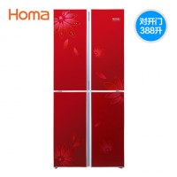 Homa奥马 BCD-388DV四门冰箱 双门对开门十字红色家用节能电冰箱 388L