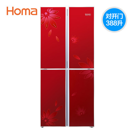 Homa奥马 BCD-388DV四门冰箱 双门对开门十字红色家用节能电冰箱 388L