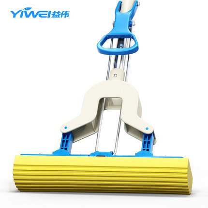 益伟 可伸缩拖把胶棉对折挤水地拖免手洗吸水海绵拖把头拖布