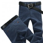 DOUSCON督森 秋装新款男士休闲裤直筒厚款毛呢裤休闲长裤子韩版棉麻裤