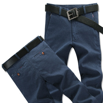 DOUSCON督森 秋装新款男士休闲裤直筒厚款毛呢裤休闲长裤子韩版棉麻裤